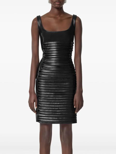 Versace scoop-neck leather mini dress - Black