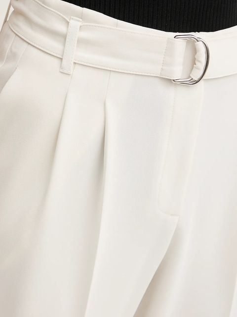 BOSS spodnie damskie kolor beżowy proste high waist 50490037