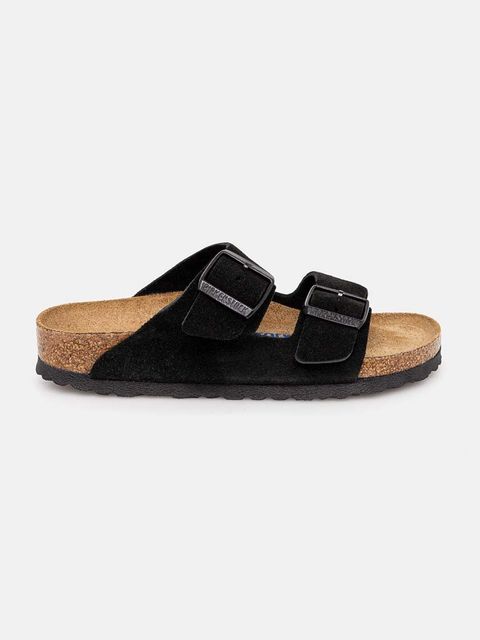 Birkenstock klapki zamszowe Arizona SFB damskie kolor czarny 951323