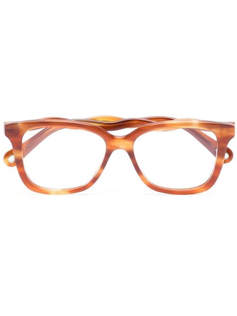 Chloé Eyewear wavy arms rectangle-frame glasses - Orange - zdjęcie produktu nr 1