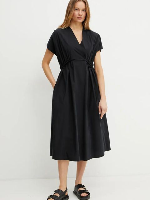 Weekend Max Mara sukienka bawełniana kolor czarny midi rozkloszowana 2515221052600 - zdjęcie produktu nr 1