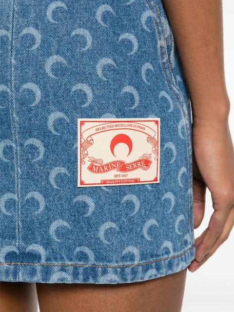 Marine Serre Moon Laser denim mini dress - Blue