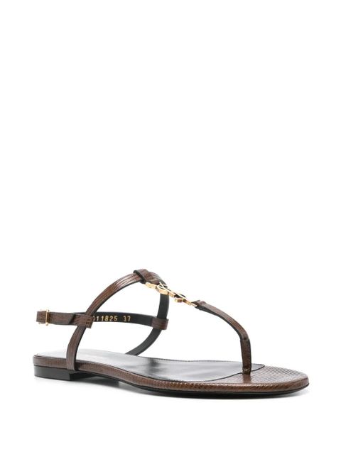 Saint Laurent Cassandre-plaque leather sandals - Brown - zdjęcie produktu nr 2