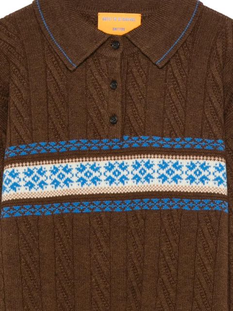 Guest In Residence cable-knit patterned polo top - Brown