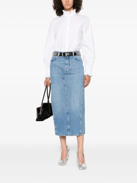 Givenchy side-split denim mid-lenght straight skirt - Blue