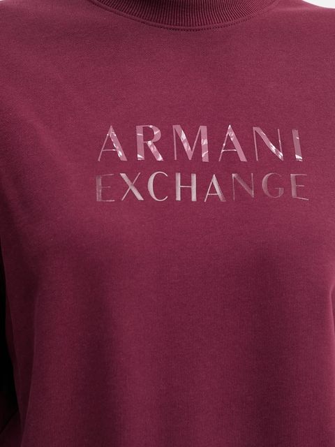 Armani Exchange bluza bawełniana damska kolor bordowy z nadrukiem XW000747 AF16114