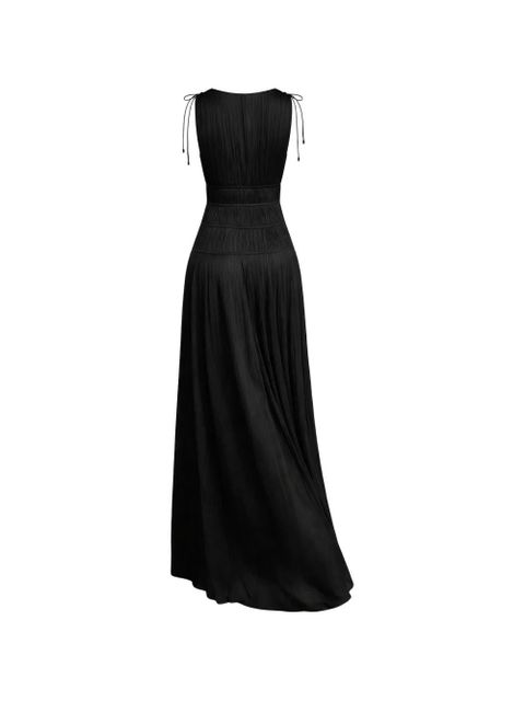Ulla Johnson Tasneem V-neck pleated maxi dress - Black - zdjęcie produktu nr 2