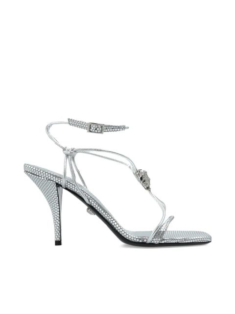 Versace 85mm La Medusa lace-up sandals - 1E01P - 1E01P Silver Palladium