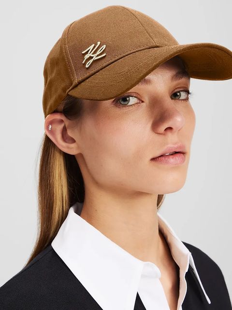 Karl Lagerfeld czapka bawełniana K/AUTOGRAPH kolor brązowy A3W33015