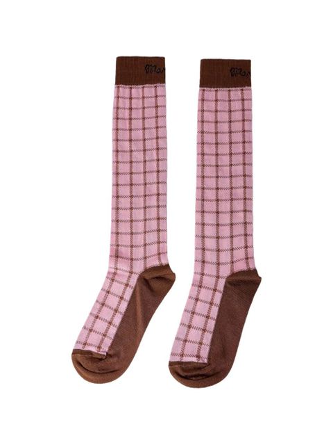 Marni logo-jacquard checked socks - Pink - zdjęcie produktu nr 2