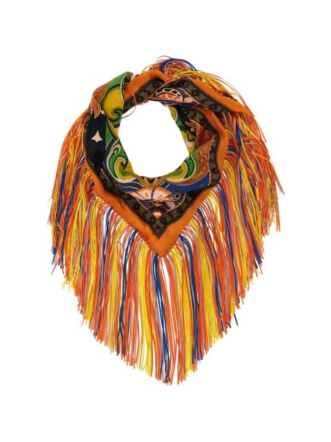 ETRO floral-jacquard fringed scarf - Yellow - zdjęcie produktu nr 1