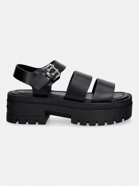 Tommy Jeans sandały damskie skórzane TJW STRAPS LEATHER MAX SANDAL - zdjęcie produktu nr 1