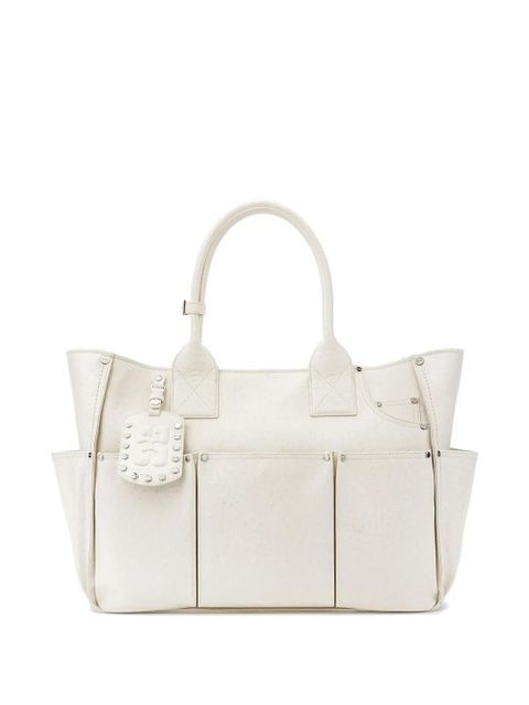 GANNI Posy ostrich-effect shoulder bag - White - zdjęcie produktu nr 1