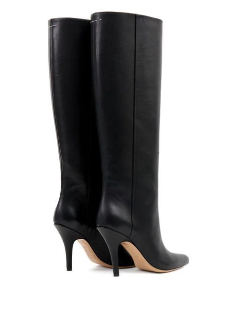 MM6 Maison Margiela leather knee-high boots - Black - zdjęcie produktu nr 2