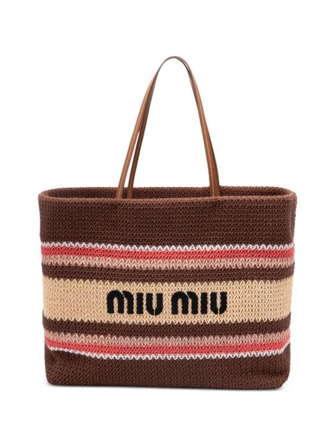 Miu Miu striped crochet shoulder bag - Brown - zdjęcie produktu nr 1