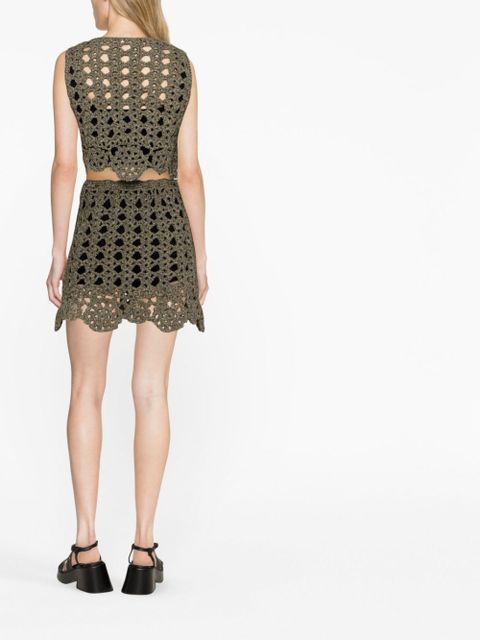 GANNI crochet-knit crop top - Black