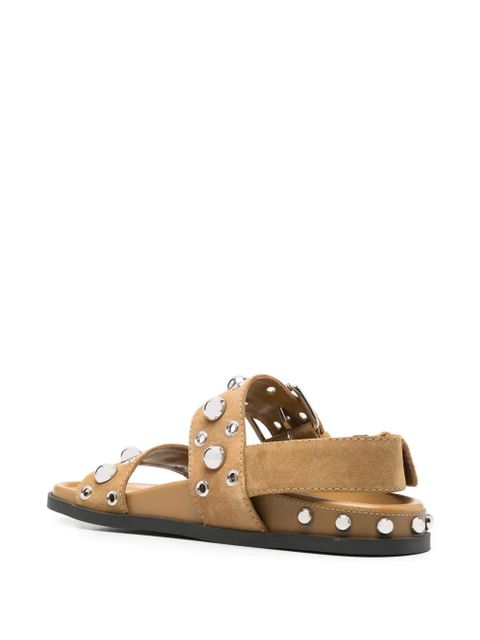 Valentino Garavani Nellcôte studded buckle sandals - Brown