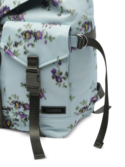 GANNI floral-print buckle-fastening backpack - Blue - zdjęcie produktu nr 2