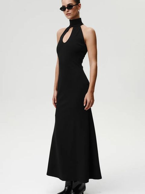 Undress Code sukienka kolor czarny maxi rozkloszowana 1064