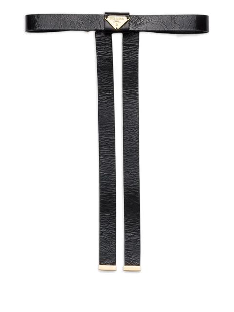 Prada logo leather hair clip - Black - zdjęcie produktu nr 1