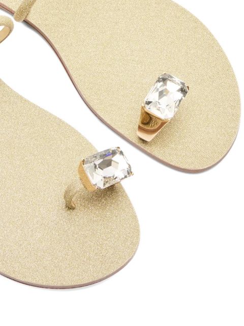 Casadei glitter-embellished flat sandals - Gold