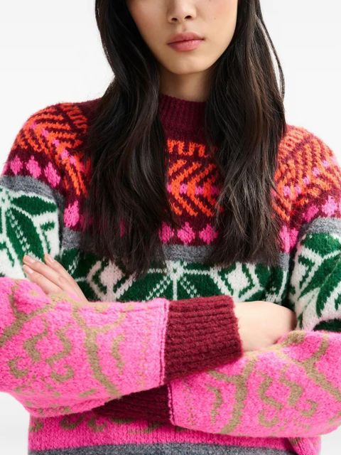 Essentiel Antwerp Irelando geomwtric-pattern sweater - Pink