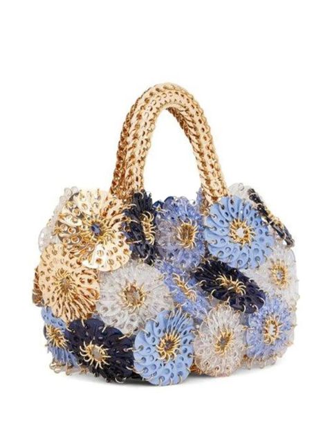 Rabanne flower-embellished chain-strap tote bag - Blue