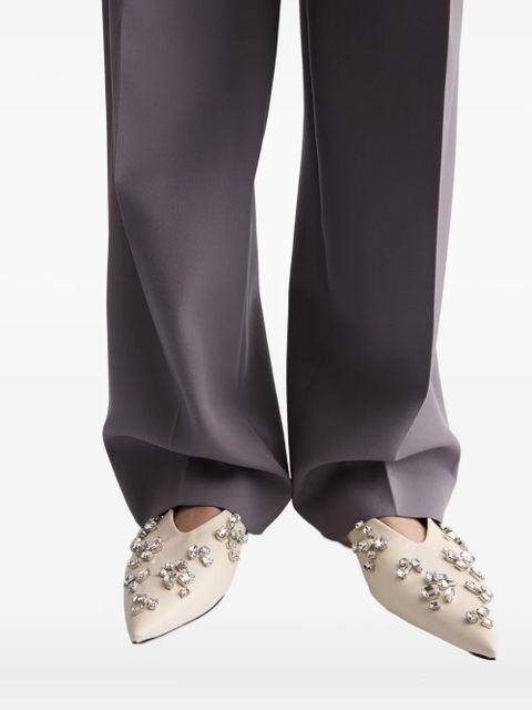 Jil Sander crystal-embellished pointed-toe ballet flats - Neutrals