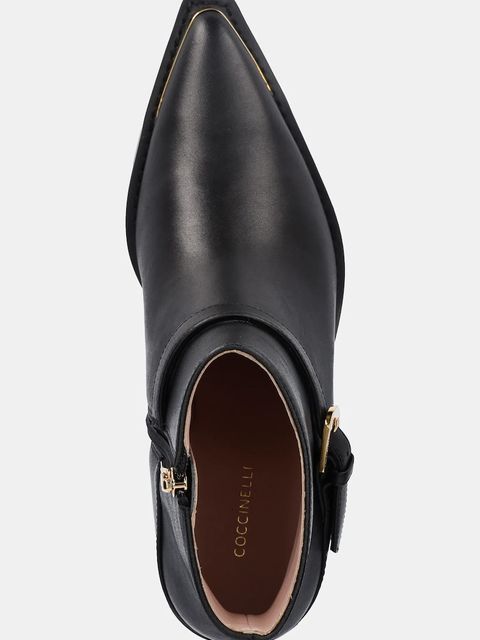 Coccinelle botki skórzane damskie kolor czarny na słupku E4 TVK 31 02 01 001