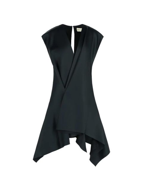 KHAITE Merith V-neck asymmetric mini dress - Black - zdjęcie produktu nr 1