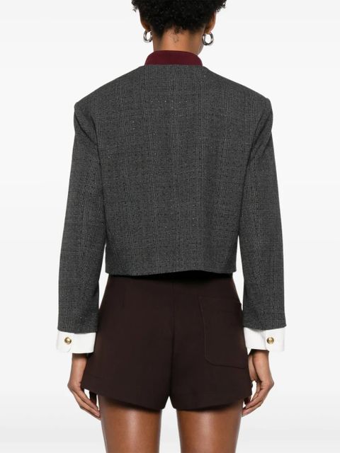 SANDRO check-print cropped jacket - Grey