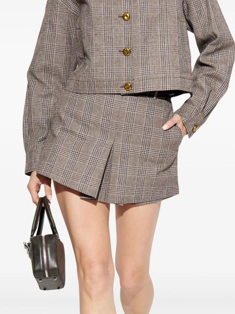 Self-Portrait checkered pleated skort - Brown