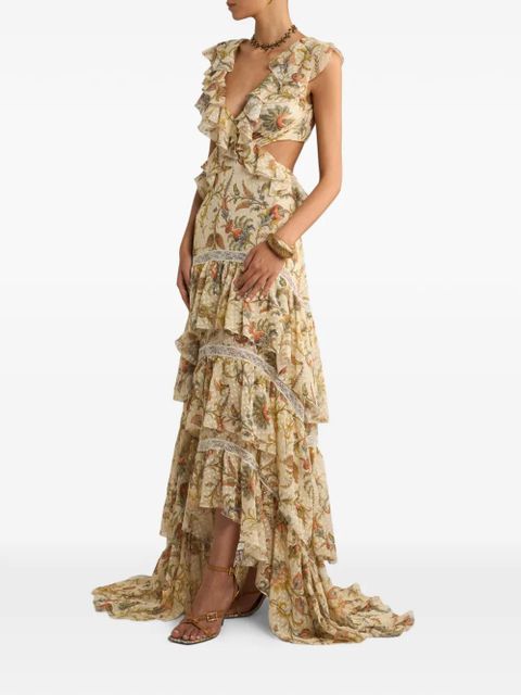 ETRO floral-print ruffled dress - Yellow - zdjęcie produktu nr 2