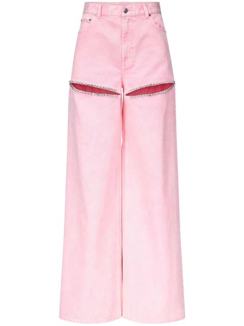 AREA crystal-embellished high-rise wide-leg jeans - Pink - zdjęcie produktu nr 1