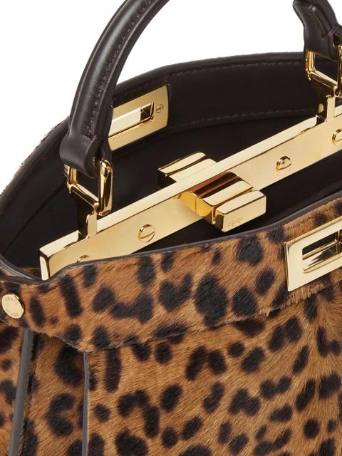 FENDI petite Peekaboo ISeeU leopard-print tote bag - Brown