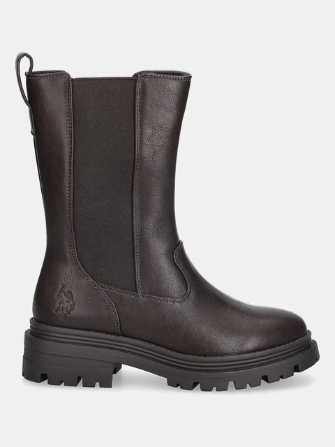 U.S. Polo Assn. sztyblety ALICYA004 damskie kolor brązowy na płaskim obcasie ALICYA004W/EY1