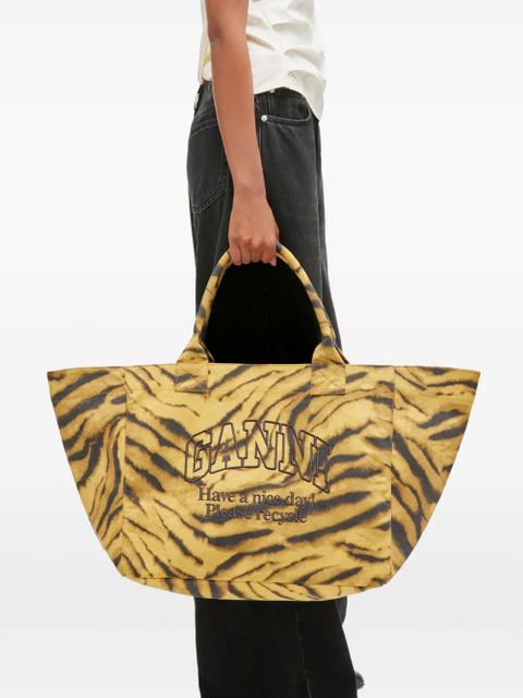 GANNI tiger-print tote bag - Yellow - zdjęcie produktu nr 2