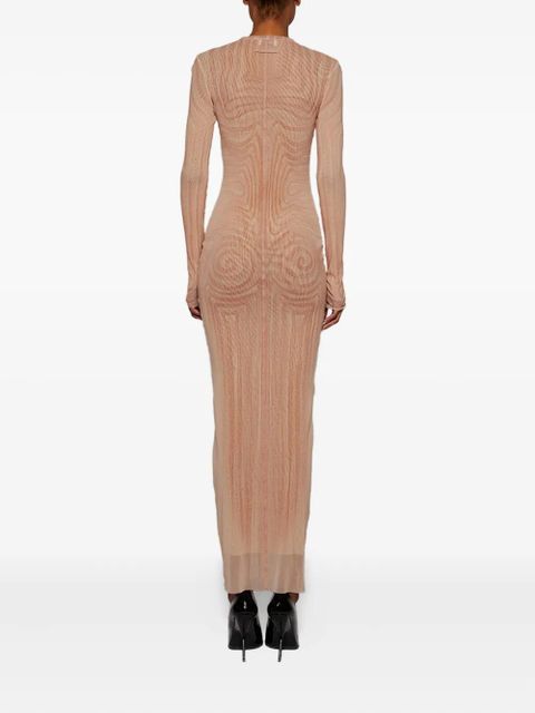 Jean Paul Gaultier spiral-print mesh maxi dress - Neutrals