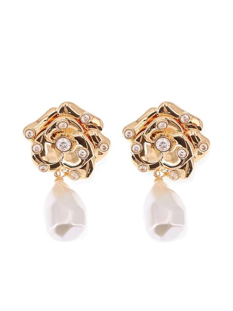 Self-Portrait flower pearl drop earrings - Gold - zdjęcie produktu nr 1