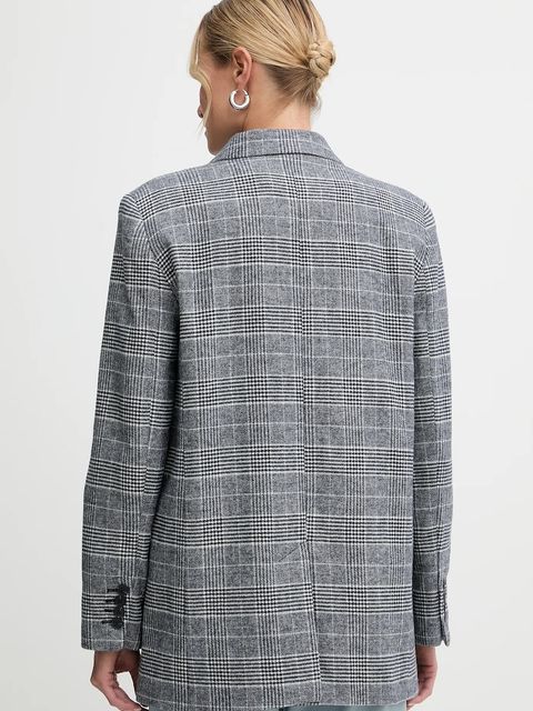 MAX&Co. marynarka z dodatkiem wełny kolor granatowy dwurzędowa wzorzysta 2526046084200