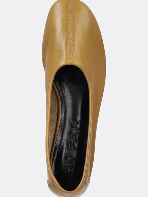 By Far baleriny skórzane kolor brązowy MWFFC005LL028BR052PL