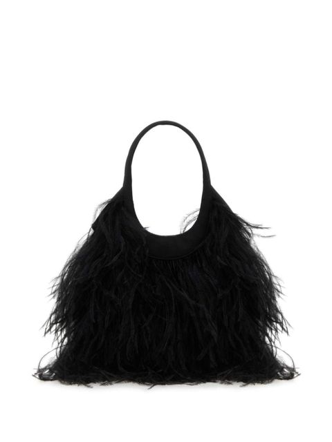 Miu Miu feather-detail satin handbag - Black - zdjęcie produktu nr 2