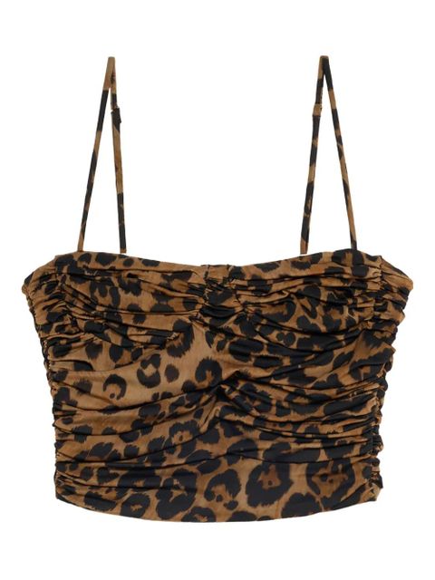 Blumarine ruched leopard-print cropped top - Brown - zdjęcie produktu nr 1