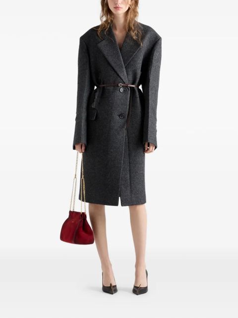 Prada single-breasted Shetland wool coat - Grey - zdjęcie produktu nr 2
