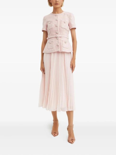 Self-Portrait sequin-embellished pleated midi dress - Pink - zdjęcie produktu nr 1