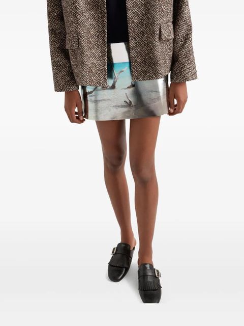 Prada high-shine leather mini skirt - Silver