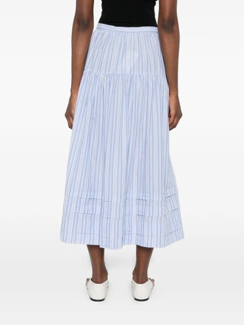 DÔEN striped tiered midi skirt - Blue