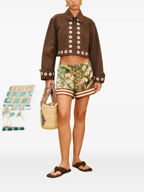 ALEMAIS Tobe eyelet-embellished cropped jacket - Brown - zdjęcie produktu nr 2