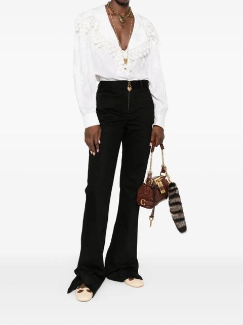 Chloé floral-lace trimmed shirt - White
