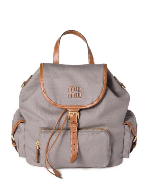 Miu Miu leather-trimmed flap backpack - Grey - zdjęcie produktu nr 1